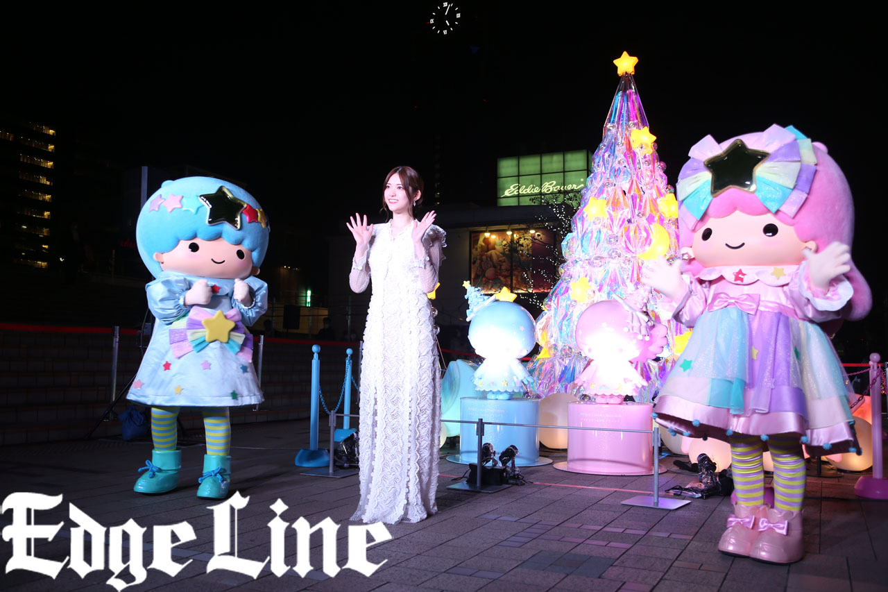 松村沙友理 白ドレス姿で新宿サザンテラスのキキ＆ララ「Twinkle Color Christmas 2021」点灯見守る！「あまり見たことのない特別なツリー」と実感も3