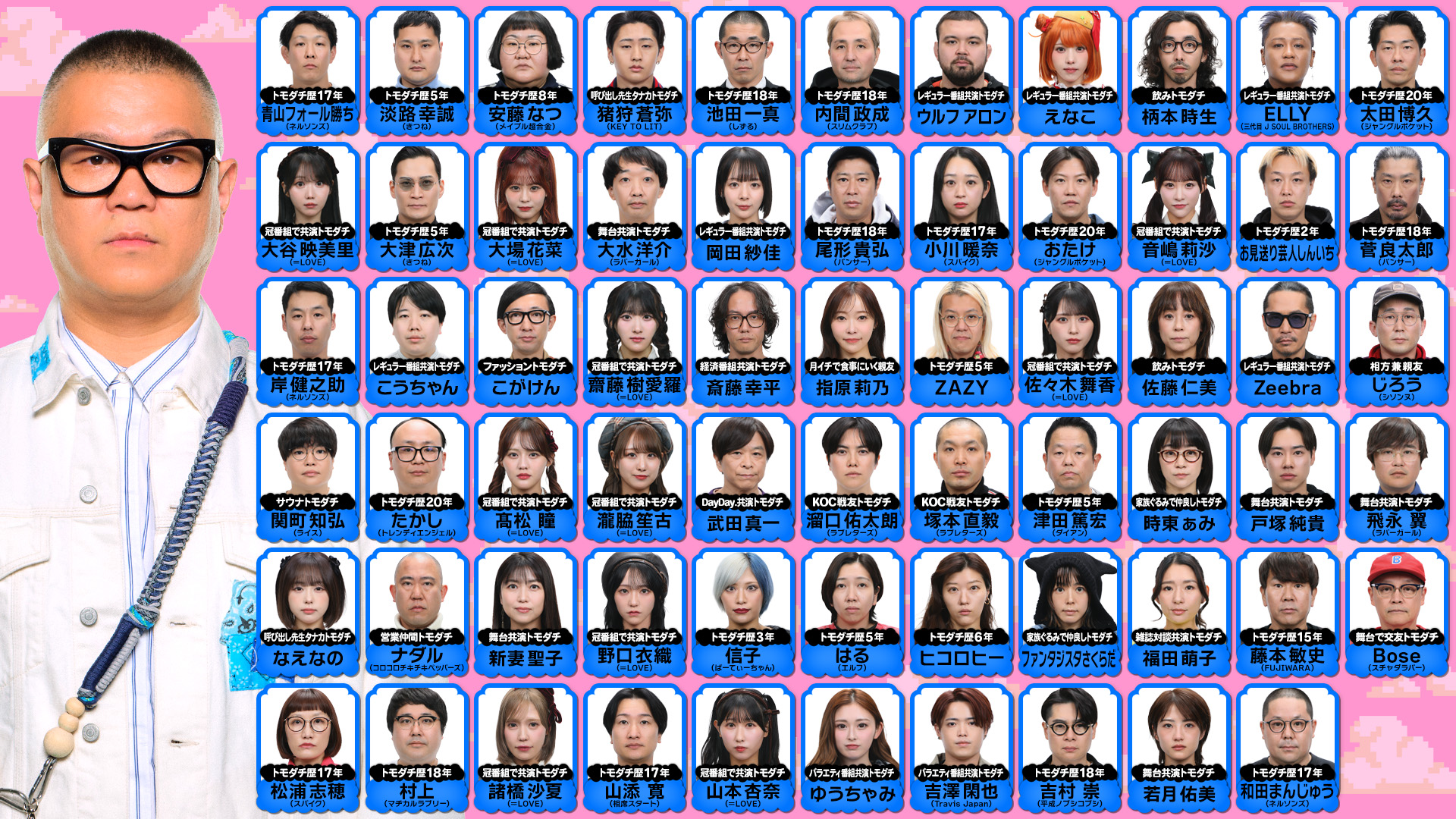 吉澤閑也は増田貴久じゃなくなぜシソンヌ・長谷川忍に?『トモダチ100人よべるかな?』S2の142人一挙公開【一覧画像有】4