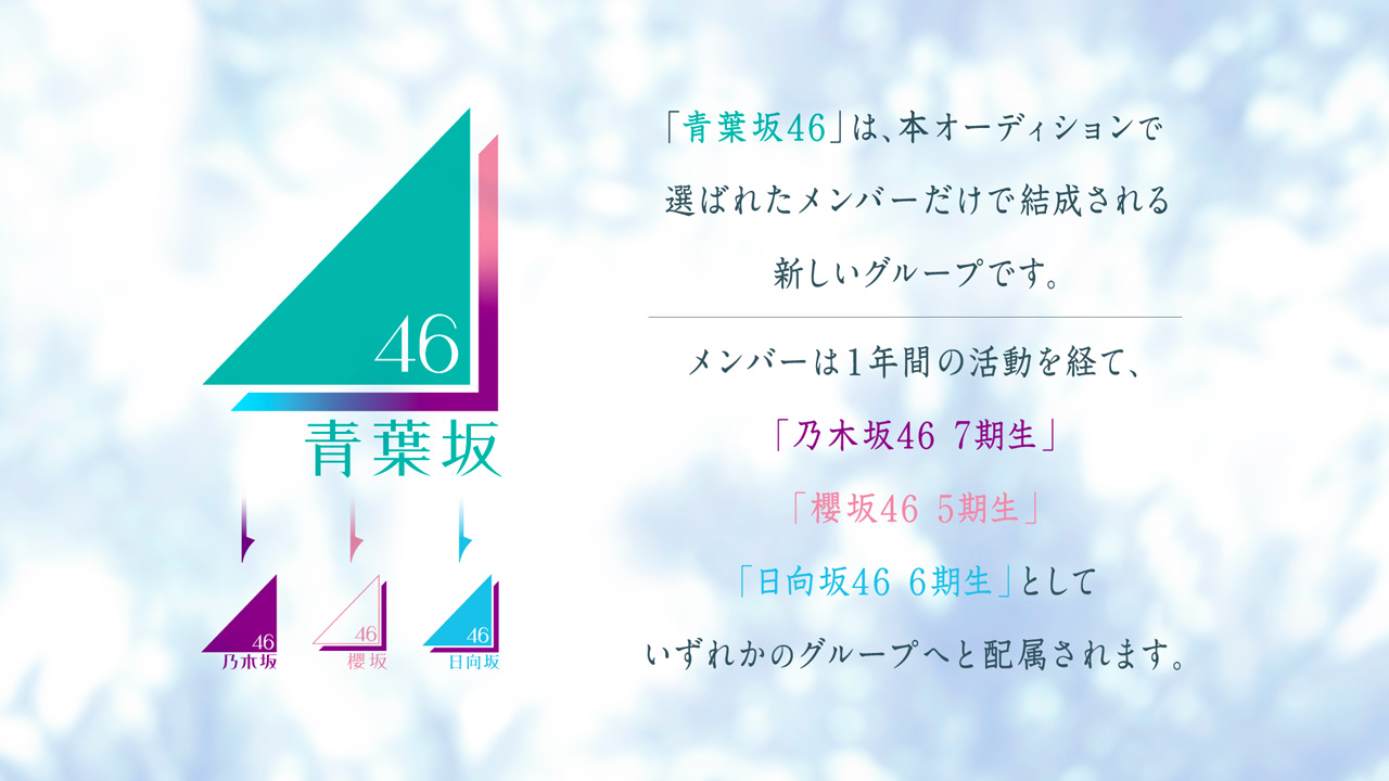 1年後に乃木坂46の7期生、櫻坂46の5期生、日向坂46の6期生に!1年限定「青葉坂46」メンバー募集1